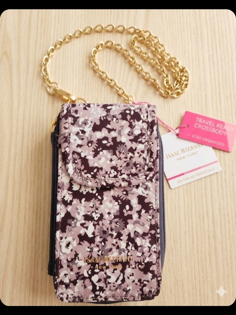 NWT Isaac Mizrahi NY Floral Travel Ready Crossbody Phone Wallet